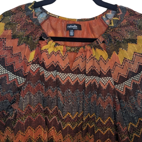 Rafaella Petite Patterned Boho Blouse Size LP - Picture 4 of 9
